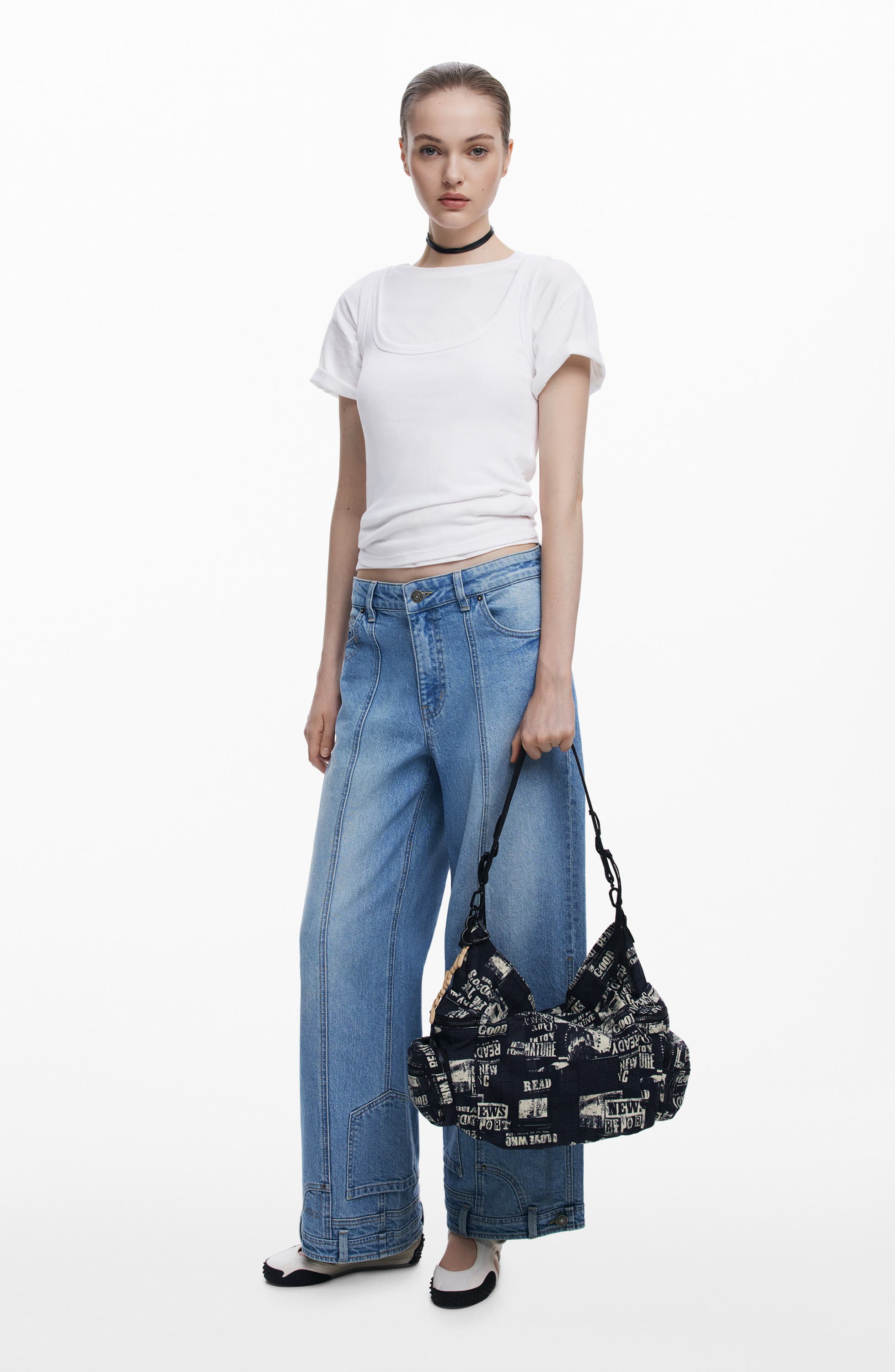 Desigual Cotton Canvas Shoulder Bag, Alternate, color, 