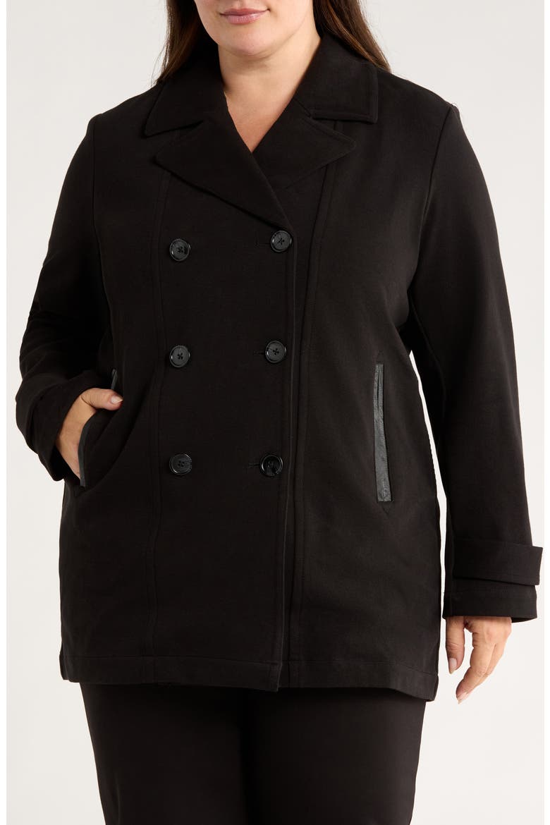 Alma Calvary Stretch Cotton Twill Peacoat, Alternate, color, BLACK