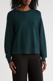Adrianna Papell Dolman Lace-Up Sweater