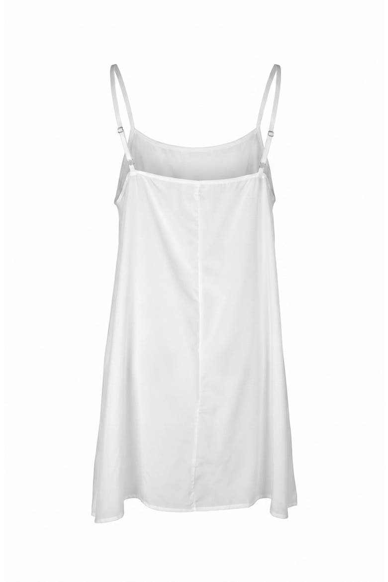 Lace Trim Puff Sleeve Midi Dress with Waist Tie, Alternate, color, White