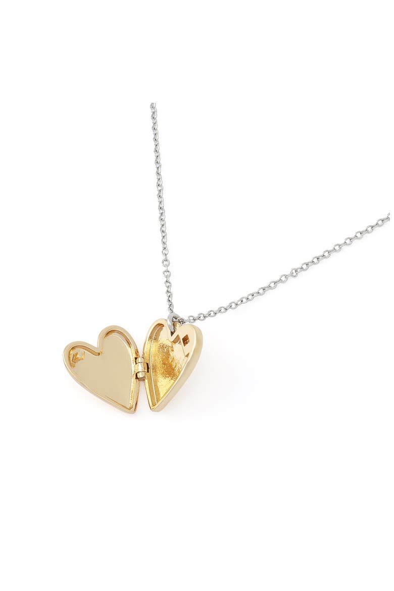 Short Heart Locket Pendant Necklace, Alternate, color, TWO TONE SHINY