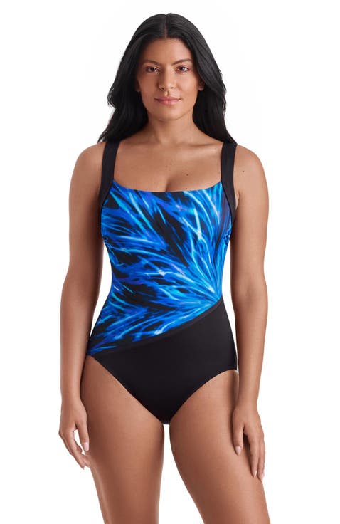 Squareneck Illusion Tank Chlorine Resistant One-Piece Swimsuit