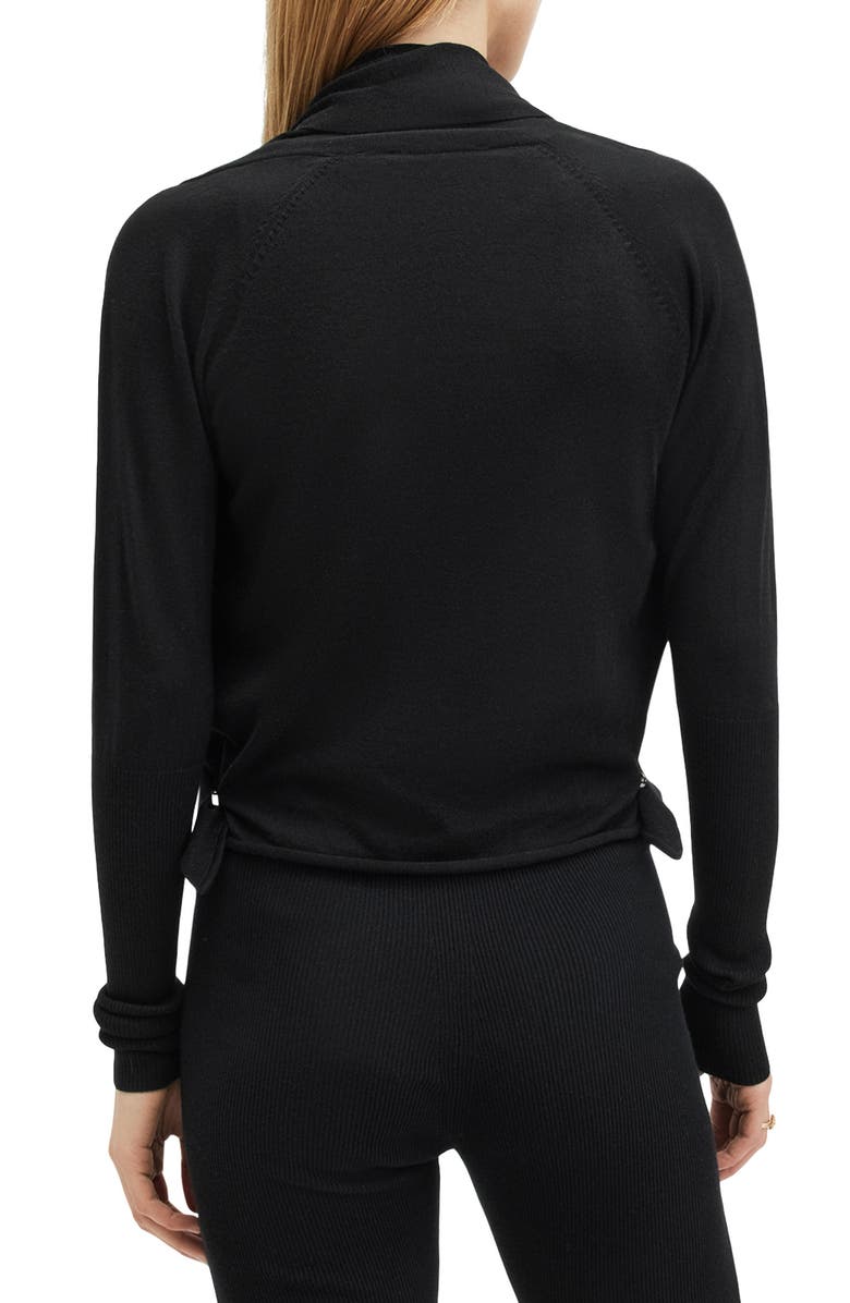 AllSaints Wasson Pirate Wrap Merino Wool Cardigan, Alternate, color, Black