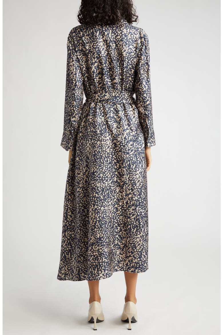Gemma Abstract Print Long Sleeve Silk Midi Shirtdress, Alternate, color, ULTRAMARINE