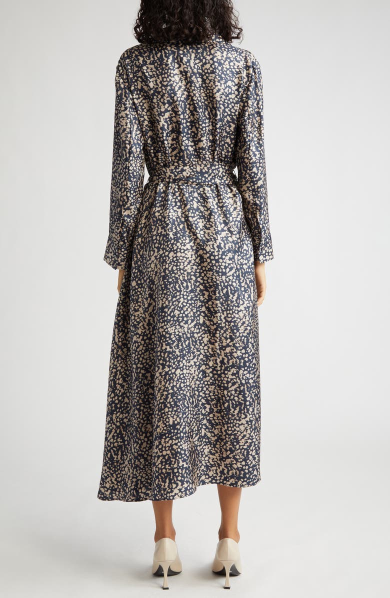 Max Mara Gemma Abstract Print Long Sleeve Silk Midi Shirtdress, Alternate, color, 
