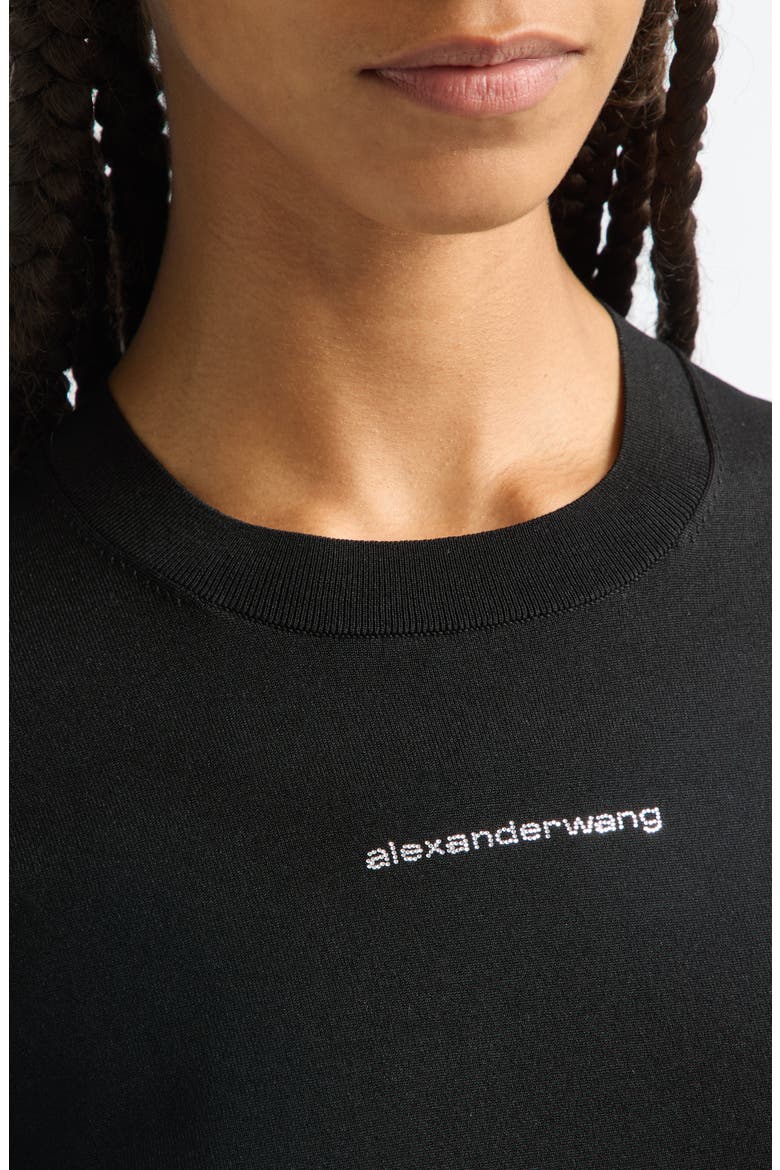 Hotfix Logo Fitted Short Sleeve Sweater, Alternate, color, BLACK