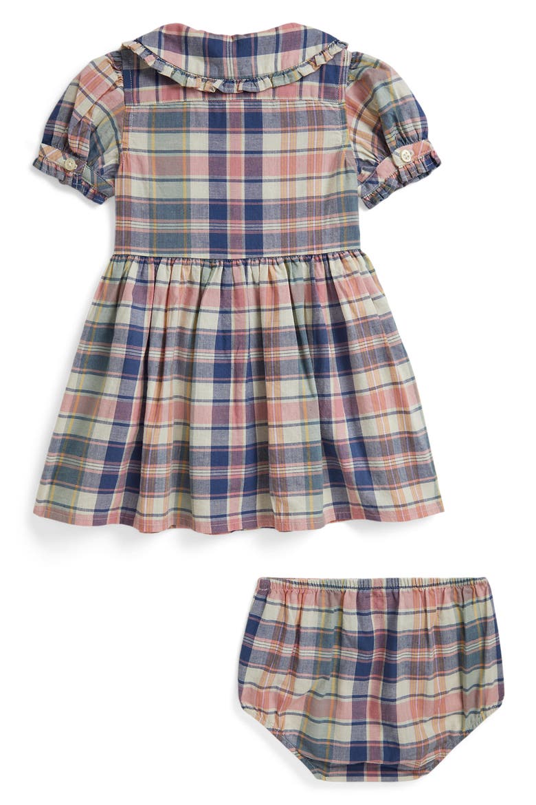 Madras Inspired Plaid Cotton Dress, Alternate, color, EARTH BLUE-PINK MULTI