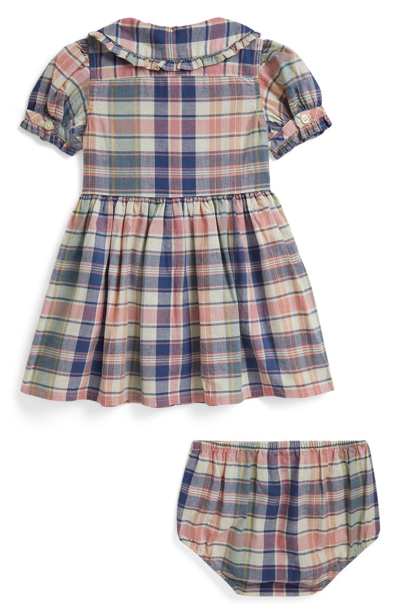 Ralph Lauren Madras Inspired Plaid Cotton Dress, Alternate, color, Earth Blue-Pink Multi