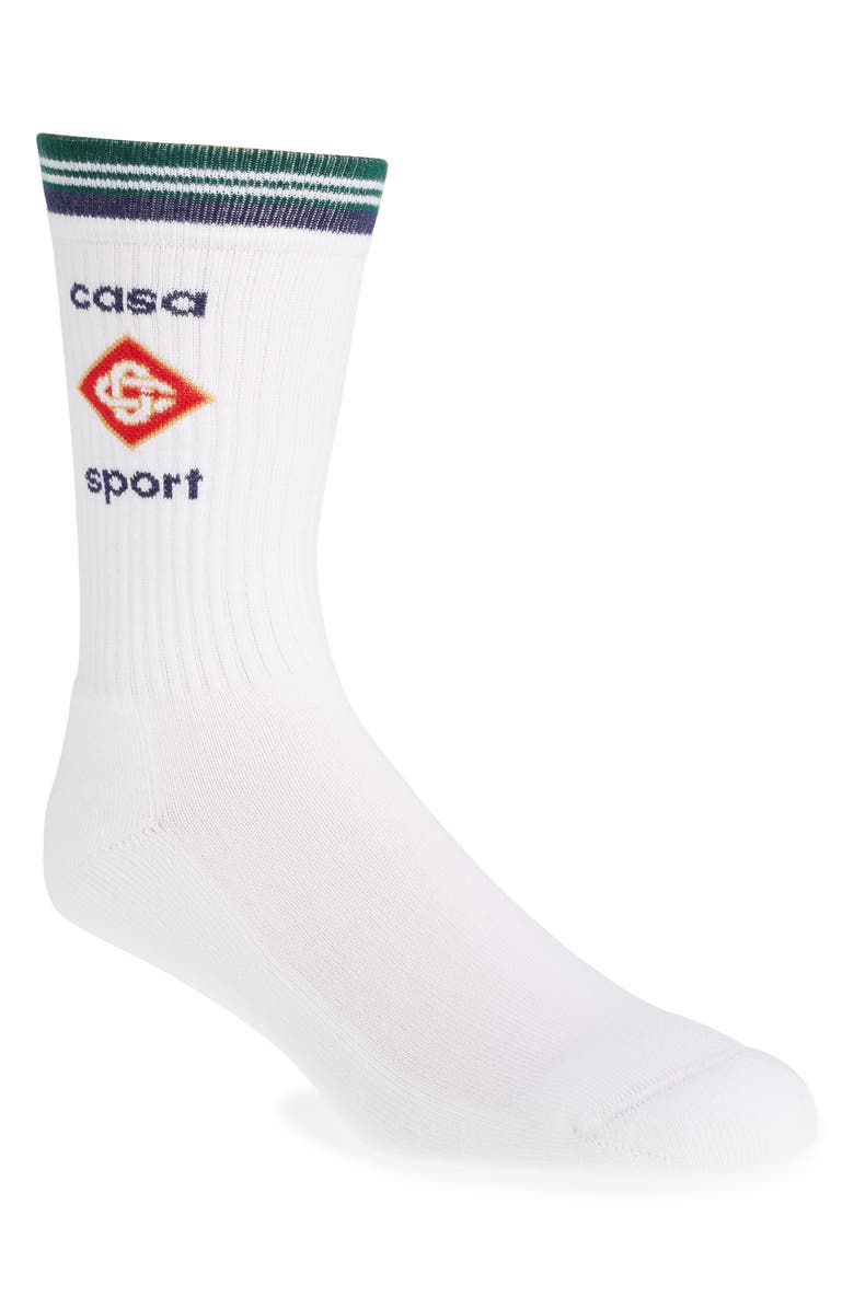 Casablanca Logo Stripe Crew Socks, Main, color,