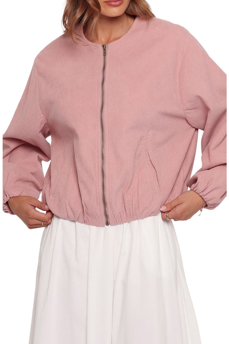 Elisa Cropped Corduroy Bomber Jacket, Main, color, DUSTY PINK CORDUROY