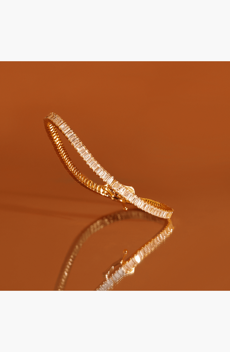 Aurate New York White Sapphire Baguette Tennis Bracelet 12ct, Alternate, color, Yellow Gold Vermeil