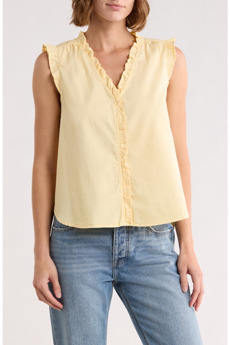 Ruffle Button-Up Top, Main, color, STRAW