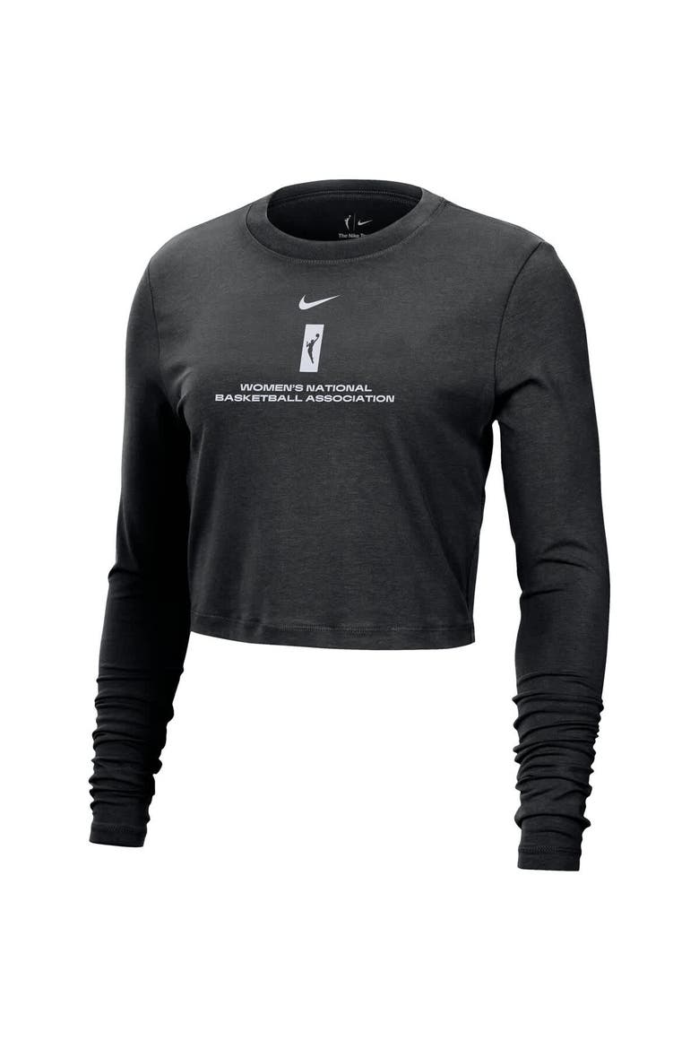 Women's Nike Black WNBA Team 13 Cropped Tri-Blend Long Sleeve T-Shirt, Alternate, color, Black