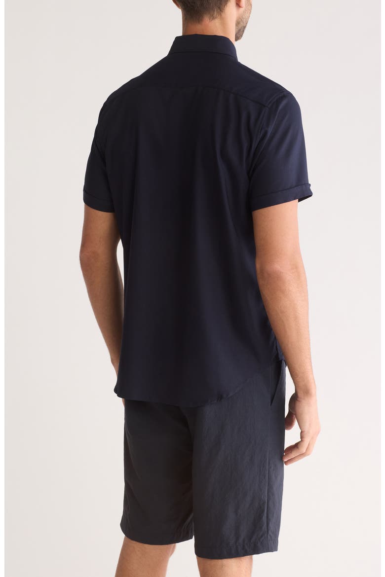 Short Sleeve Woven Button-Up Shirt, Alternate, color, NAVY