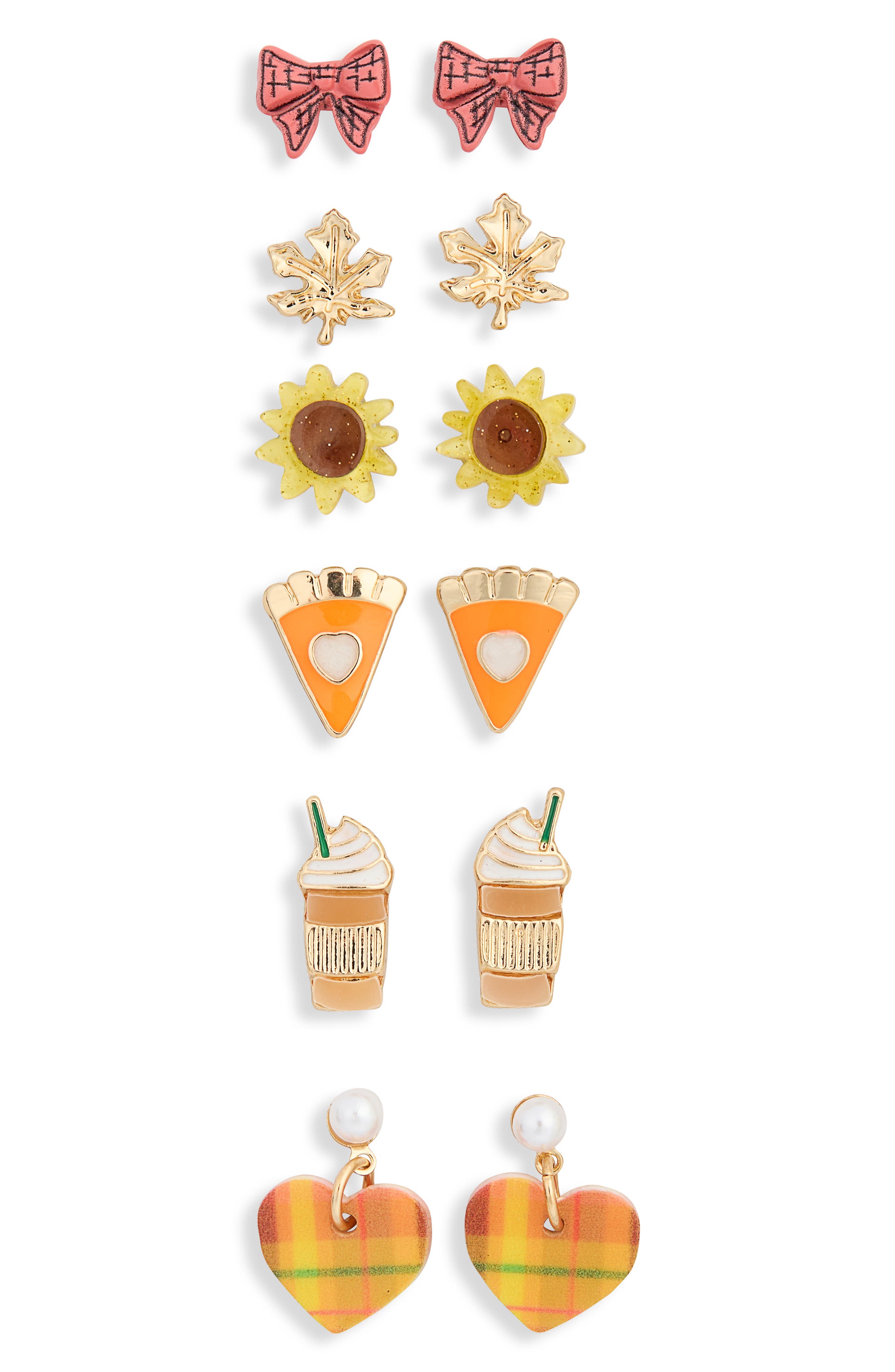 Set of 6 Fall Stud & Drop Earrings