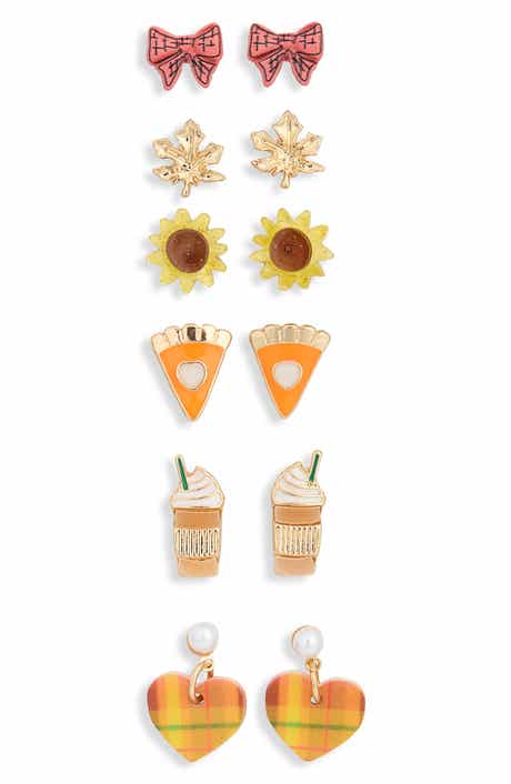Set of 6 Fall Stud & Drop Earrings