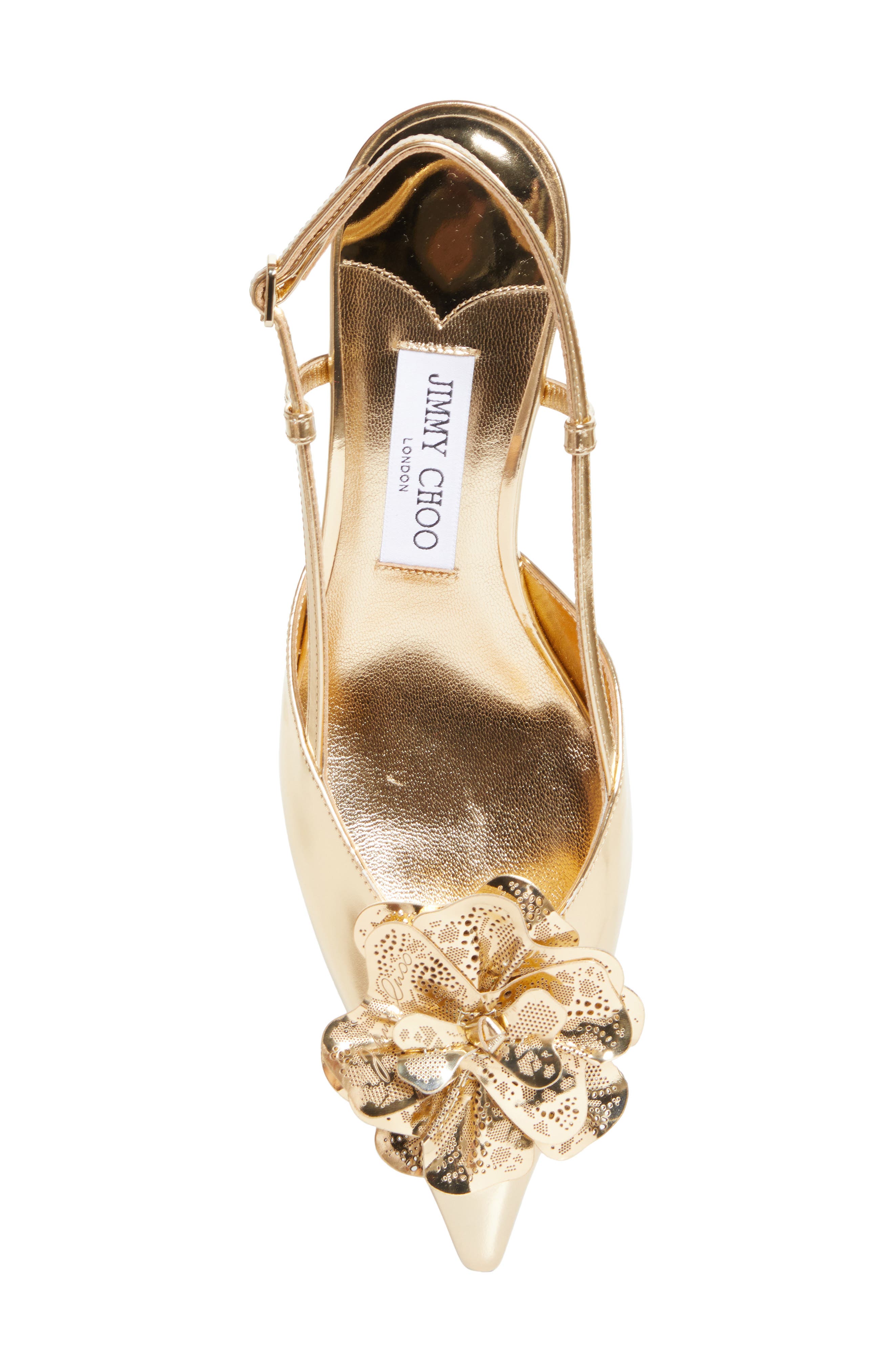 Jimmy Choo Mimmi Pointed Toe Slingback Pump, Alternate, color, Gold/ Gold