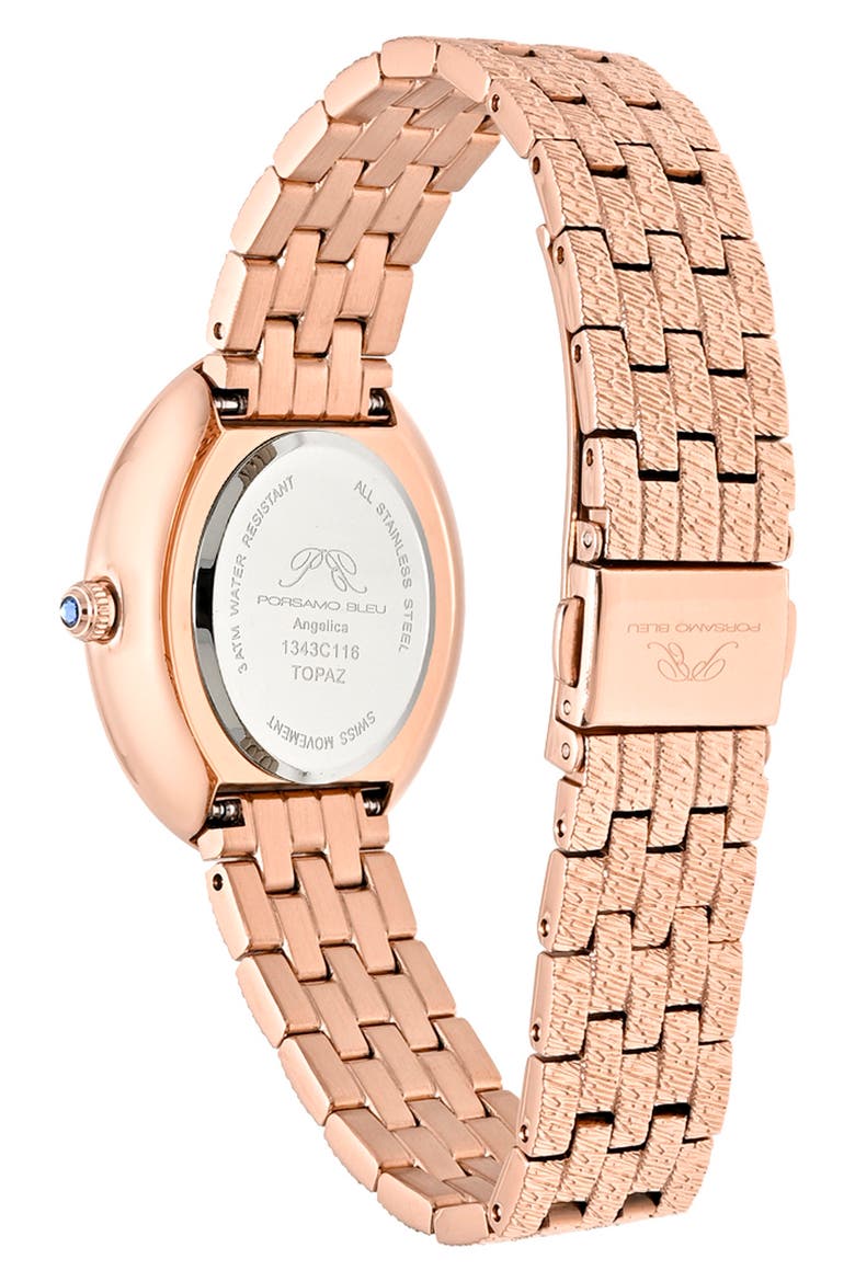 Women's Porsamo Bleu Angelica Oval Sunray Dial Stainless Steel Watch, Alternate, color, ROSE/ WHITE