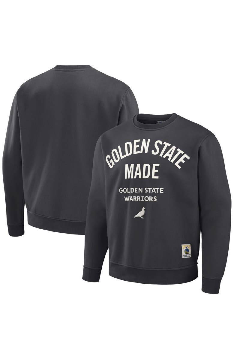 STAPLE Men's NBA x Staple Anthracite Golden State Warriors Plush Pullover Sweatshirt, Main, color, 