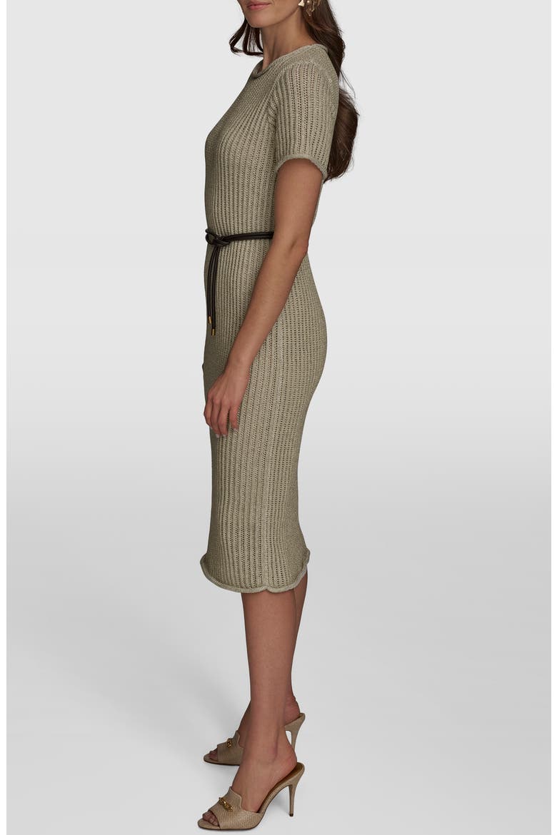 Open Knit Sheath Dress, Alternate, color, CRM/ GOLD