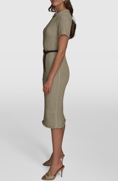 Donna Karan New York Open Knit Sheath Dress In Crm/gold
