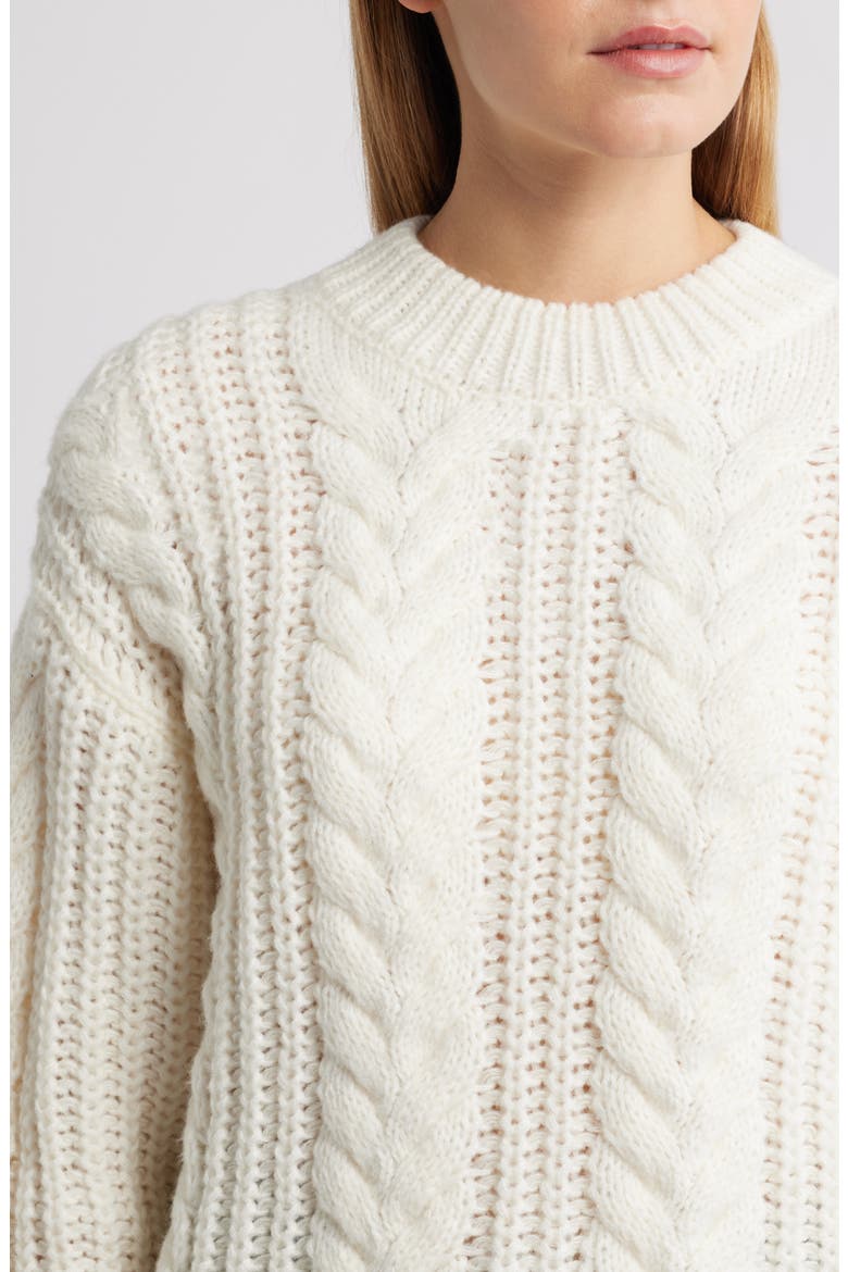 Cable Knit Sweater, Alternate, color, CLOUD