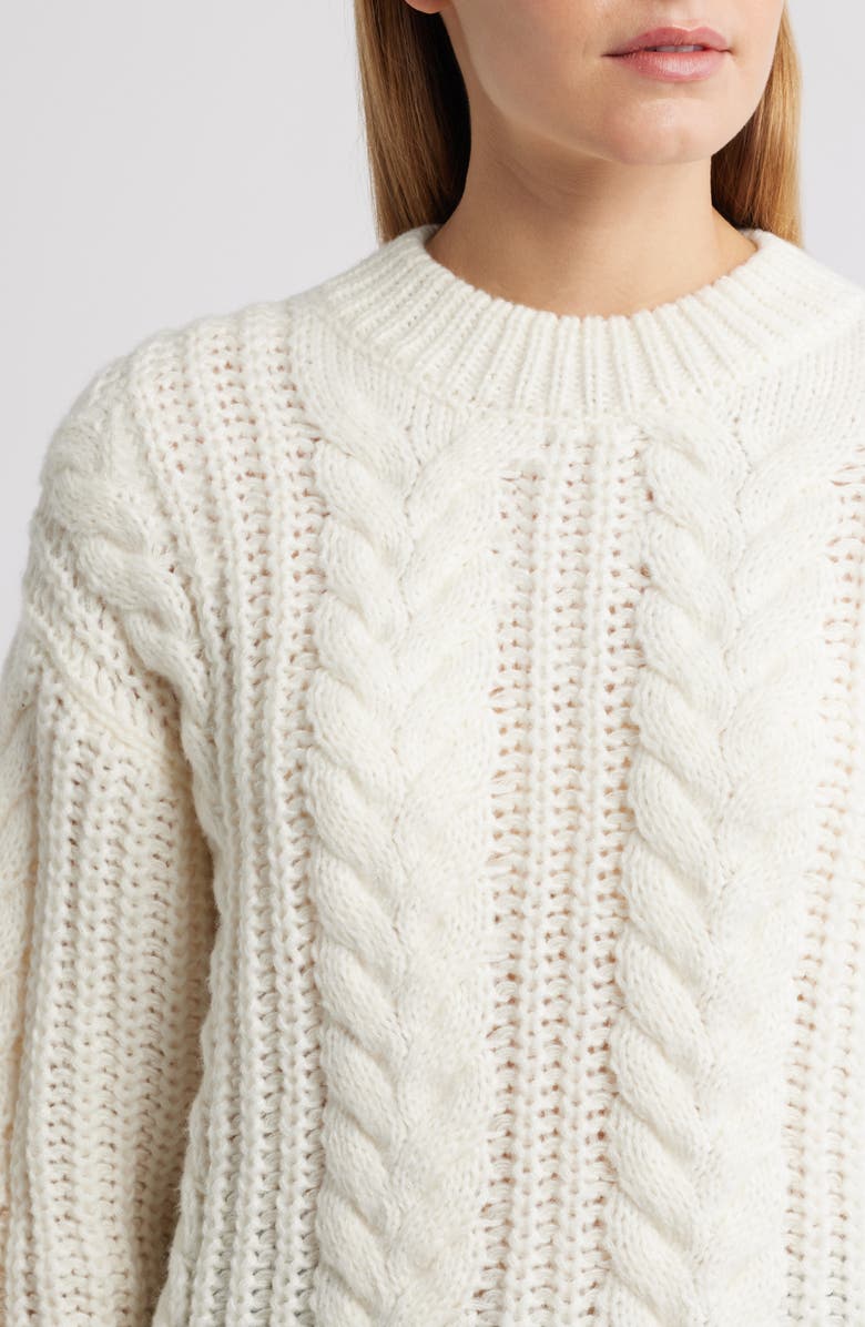 CITY BLUES Cable Knit Sweater, Alternate, color, Cloud