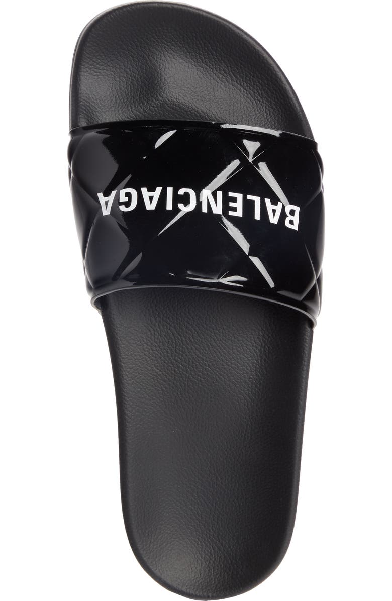 Balenciaga Patent Leather Slide Sandal, Alternate, color,