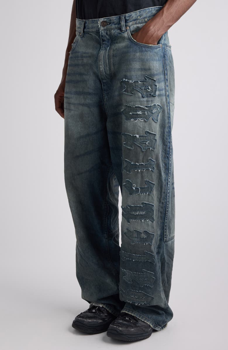 Balenciaga Minimal Distressed Baggy Jeans, Alternate, color, 1505 Dirty Grey/ Light Bl