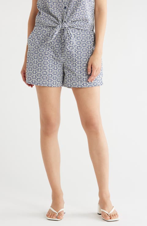 Socialize Gingham Embroidered Eyelet Cotton Shorts