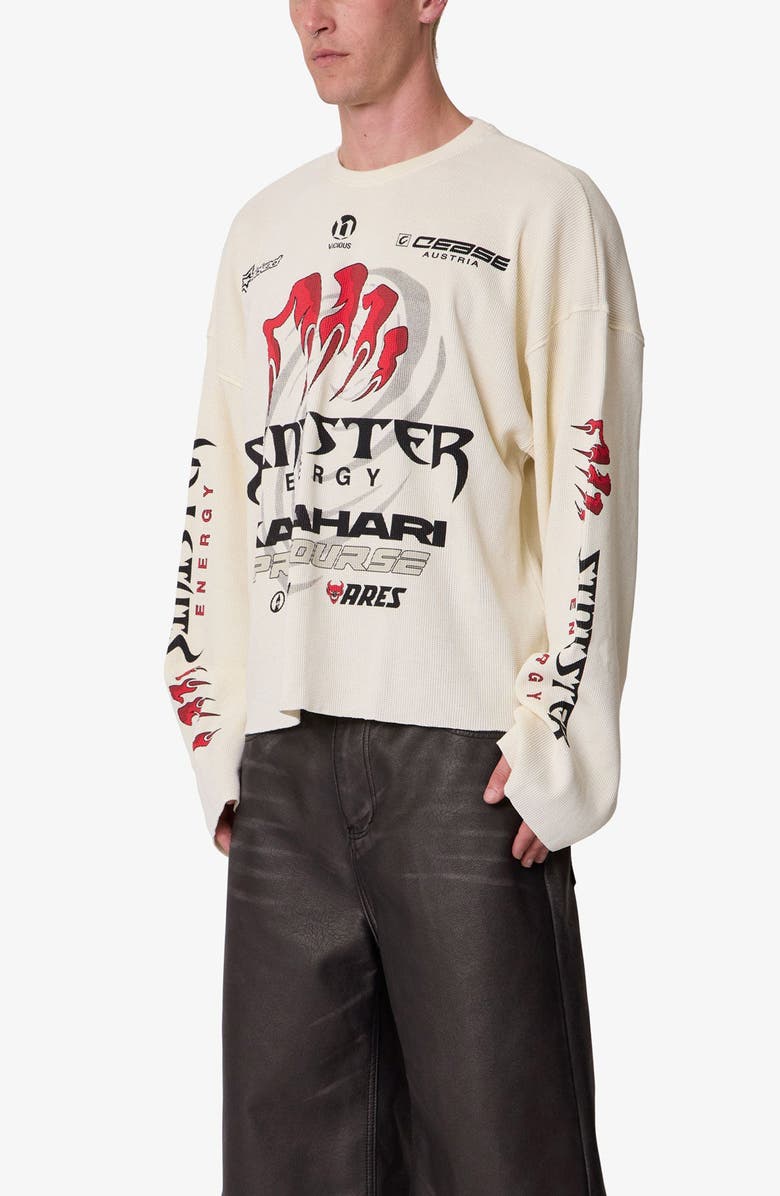 mnml Sinister Thermal Long Sleeve Cotton Graphic T-Shirt, Alternate, color, Off White