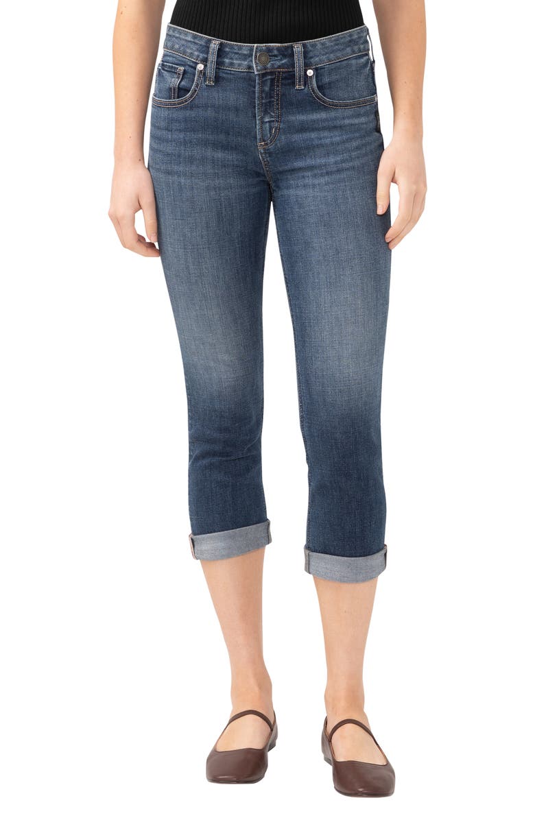 Silver Jeans Co. Suki Curvy Mid Rise Capri Jeans, Main, color, Indigo