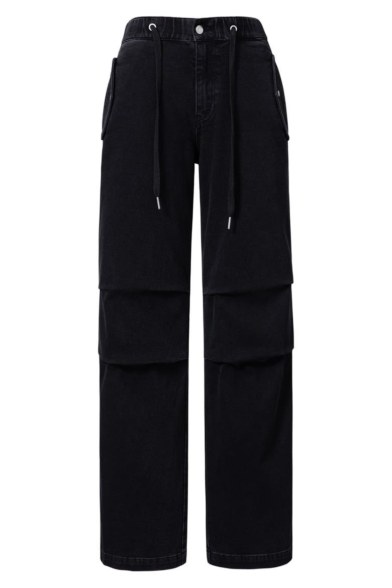 High Waist Raw Hem Wide Leg Jeans, Alternate, color, BLACK