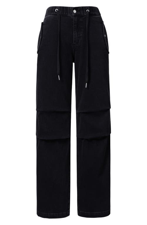 Bayeas High Waist Raw Hem Wide Leg Jeans In Black