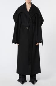 SPORTMAX Baldo Scarf Detail Virgin Wool Belted Coat