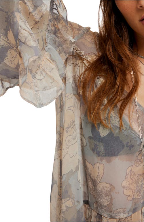 Free People Day Dreaming Ruffle Trim Top In Gray