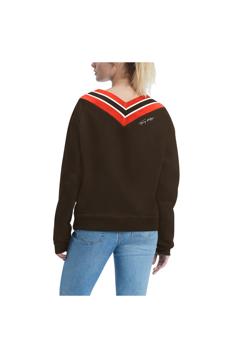 Tommy Hilfiger Women's Tommy Hilfiger Brown Cleveland Browns Heidi V-Neck Pullover Sweatshirt, Alternate, color, Brown