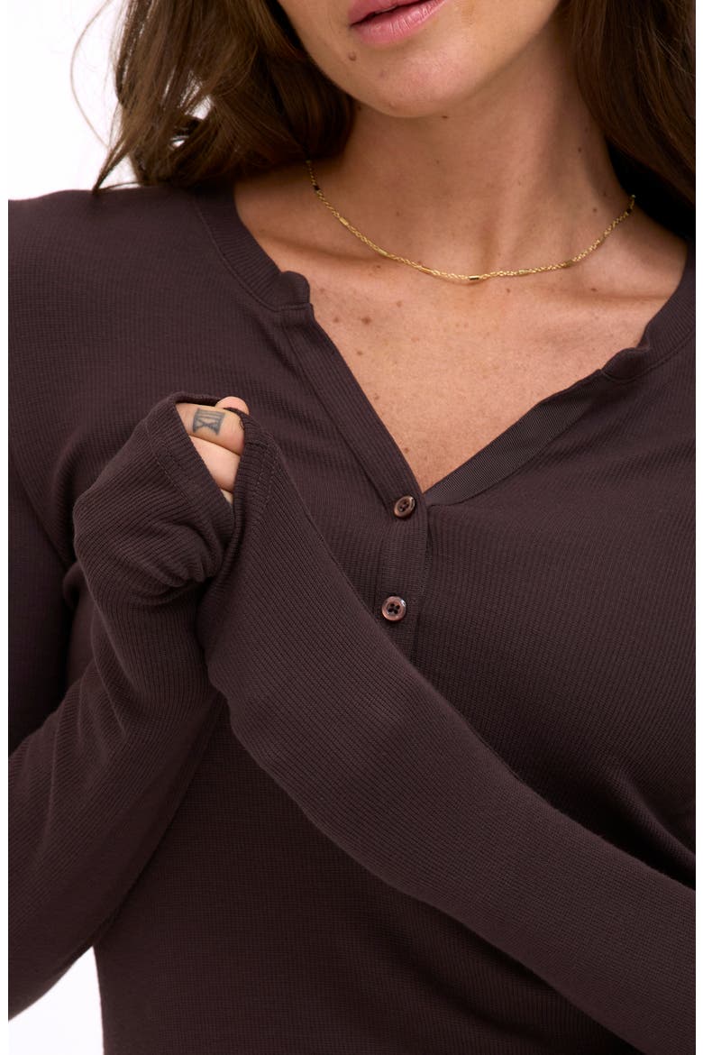 Akia Feather Rib Henley, Alternate, color, COCOA