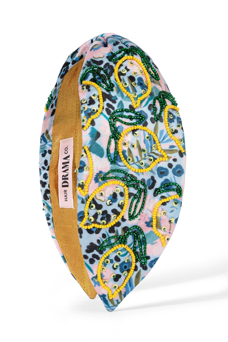 Limoncello Embellished Knotted Headband - Blue, Main, color, Blue