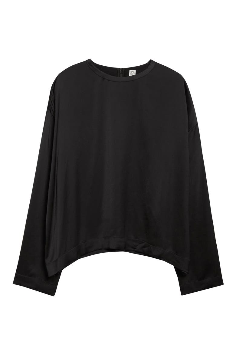 Boxy Satin Top, Alternate, color, BLACK