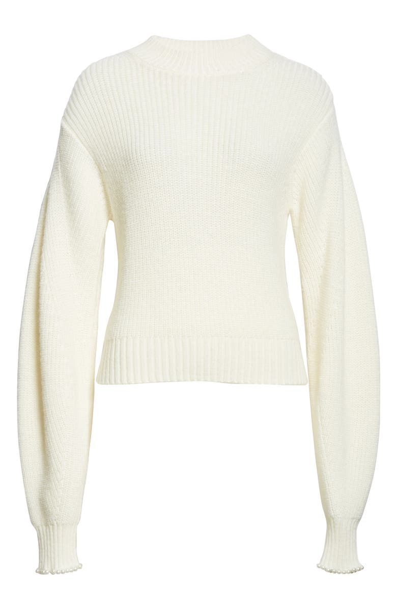 Sea Imitation Pearl Cuff Wool Blend Sweater, Alternate, color, 
