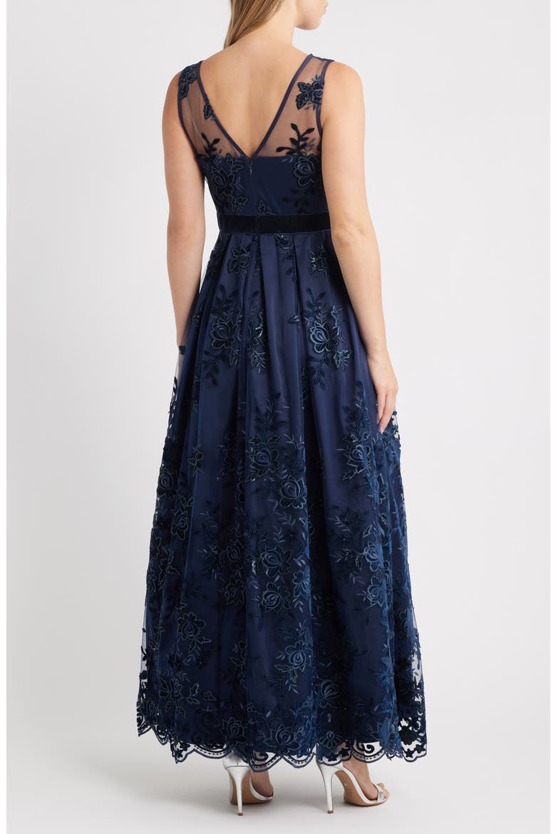Embroidered Sequin Ballgown, Alternate, color, NAVY