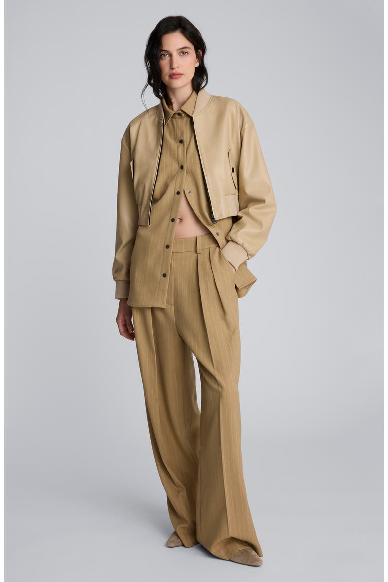 Pinstripe Double Pleat High Waist Wide Leg Pants, Alternate, color, AMBER MELANGE/ WHITE