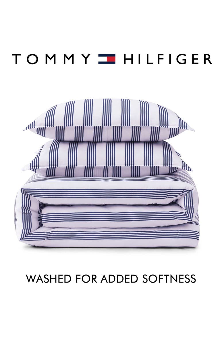 Campus Stripe 4-Piece Bedding Set, Alternate, color, WHITE/ BLUE