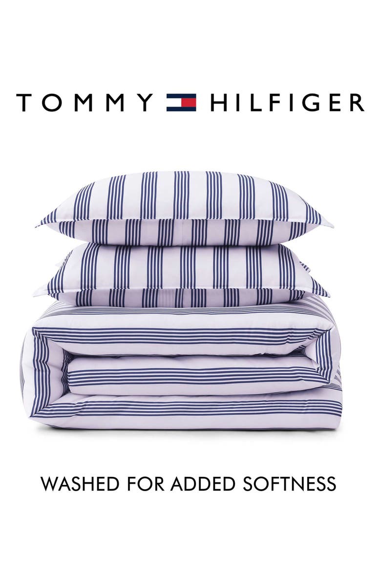 Tommy Hilfiger Campus Stripe 4-Piece Bedding Set, Alternate, color, White/ Blue
