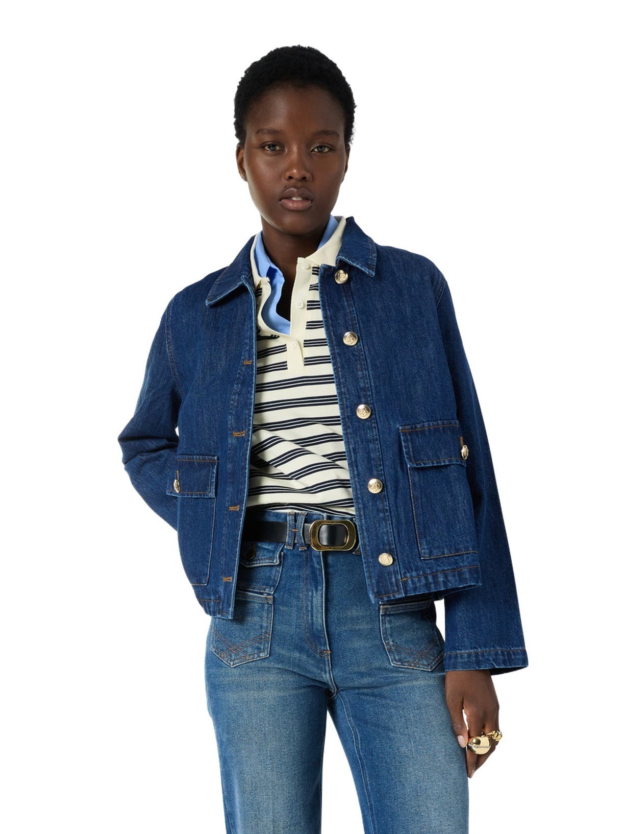 Taina Button Front Pocket Denim Jacket