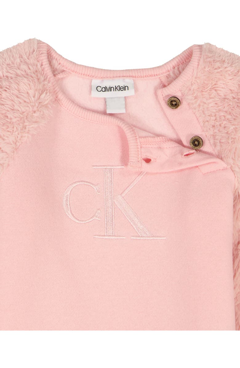 Calvin Klein Faux Fur Pullover & Joggers Set, Alternate, color, Pink