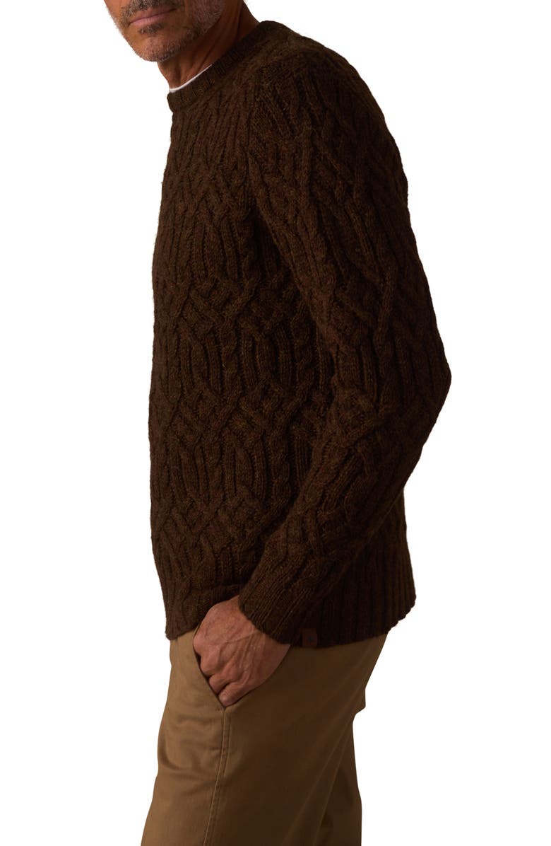 The Normal Brand Trellis Cabled Wool Blend Crewneck Sweater, Alternate, color, Dark Brown