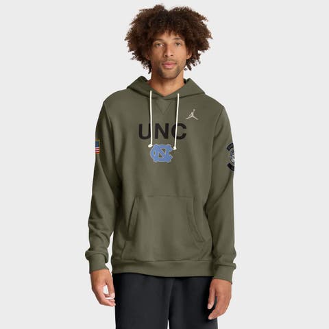 Men's Jordan Brand Olive North Carolina Tar Heels 2025 Military Appreciation Standard Issue Dri-FIT Hoodie