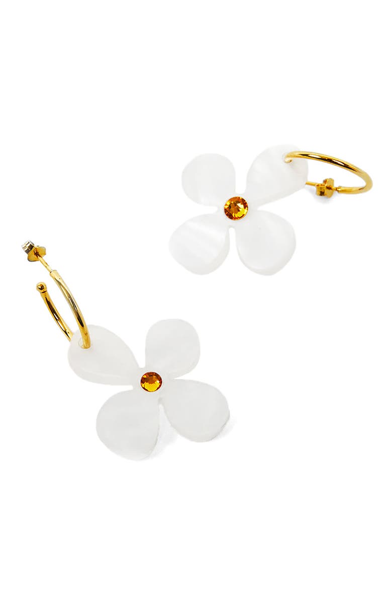 Toolally Daisy Hoop Earrings - Summer White, Alternate, color, Summer White